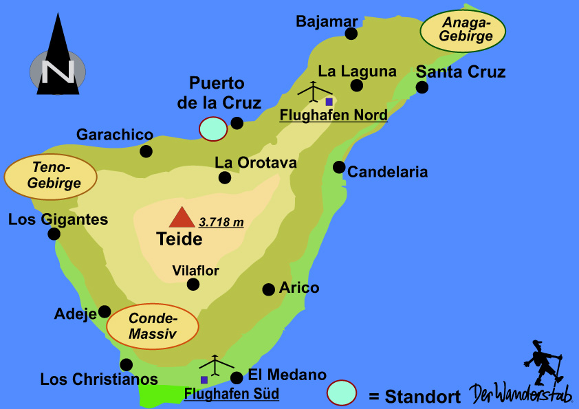 Teneriffakarte - Caminar en Tenerife